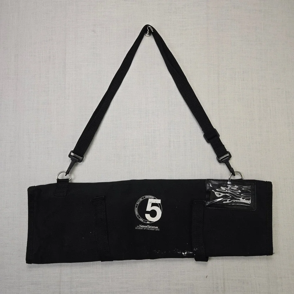 Mercer Chef Knife Roll Bag Culinary Case Paint Stains Blk Shoulder Strap Pockets